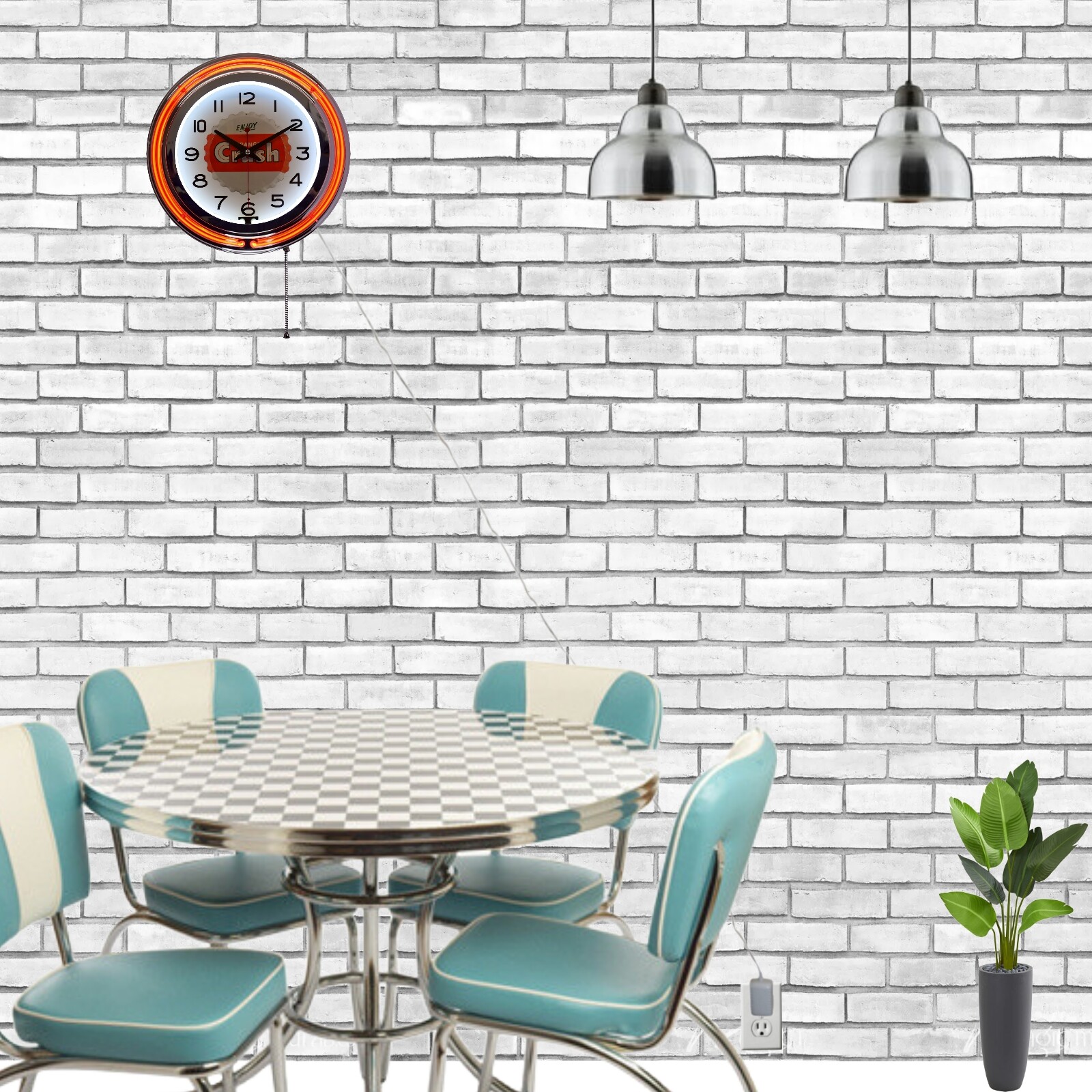 15" Enjoy Orange Crush Soda Bottle Cap Double Neon Clock Home Decor (Orange)