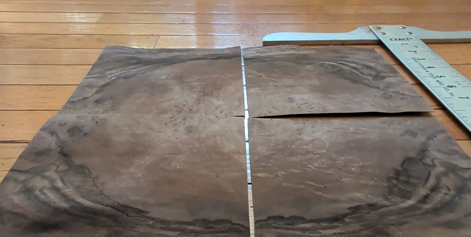 Walnut burl veneer 4 pieces 6" x 6 1/2" each wood 1/42" raw