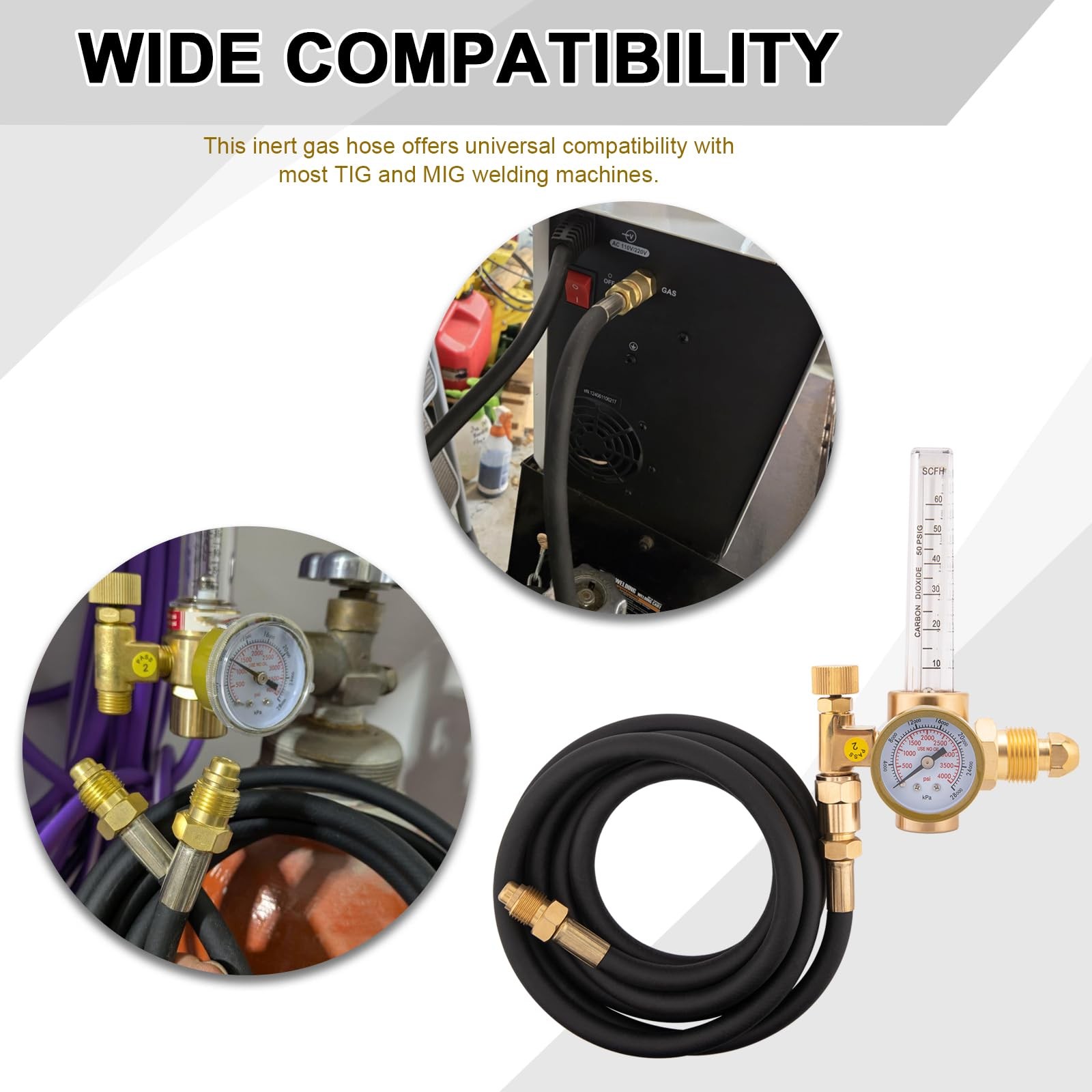 Argon Hose, Welding Gas Hose 30FT 5/8X18 Male Inert for MIG TIG Welding Flowm...