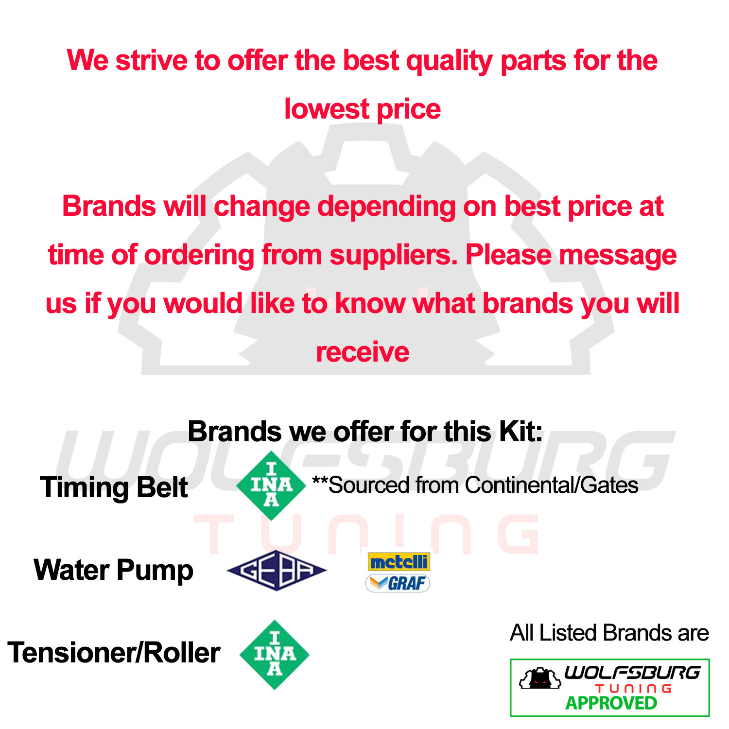 ALL OEM VW 1.9 TDI ALH Diesel Timing Belt Kit MK4 98-04 VW Beetle Golf Jetta INA