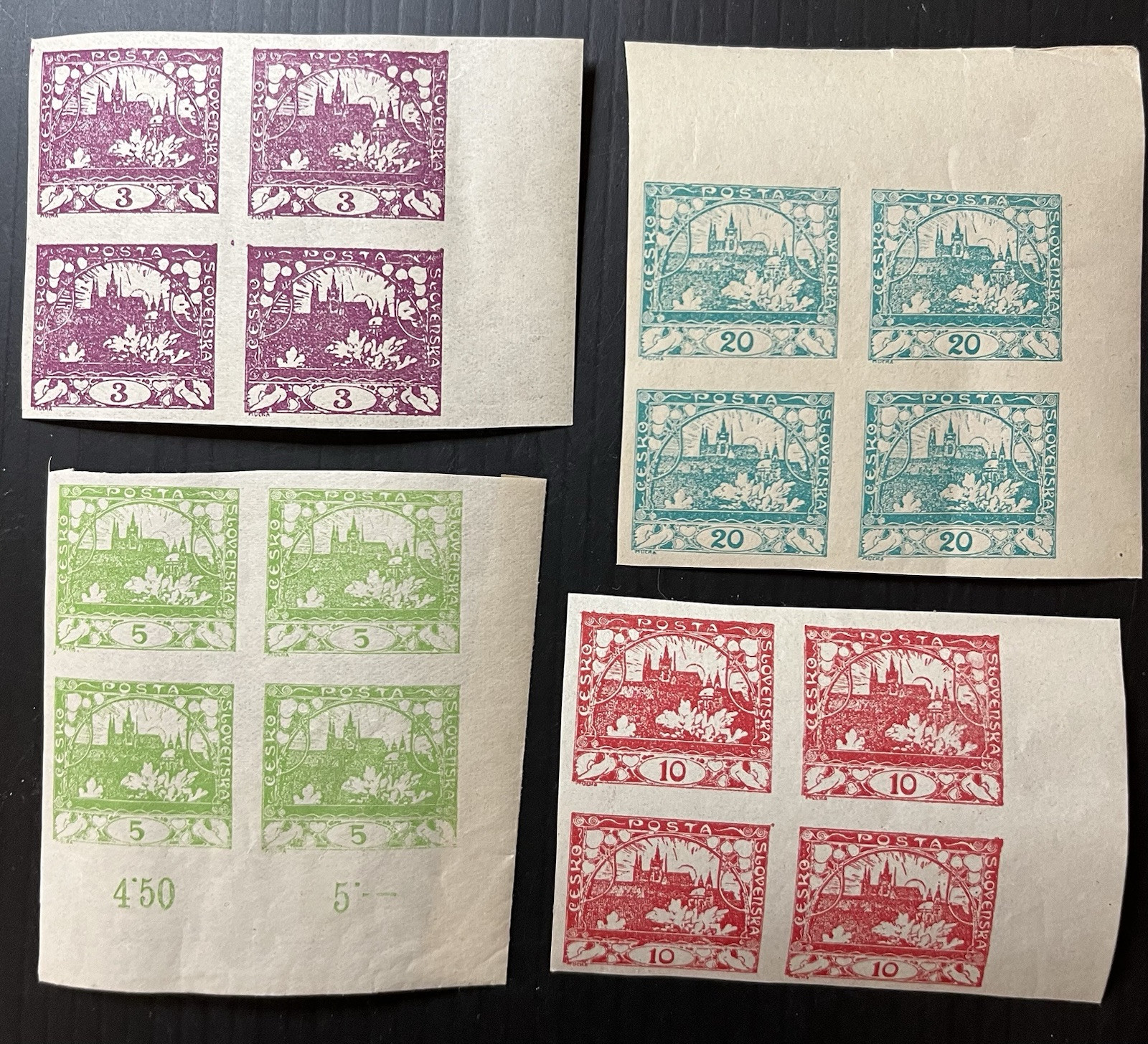 CZECHOSLOVAKIA - 1918/1919, Collection of several Blocks - MNH