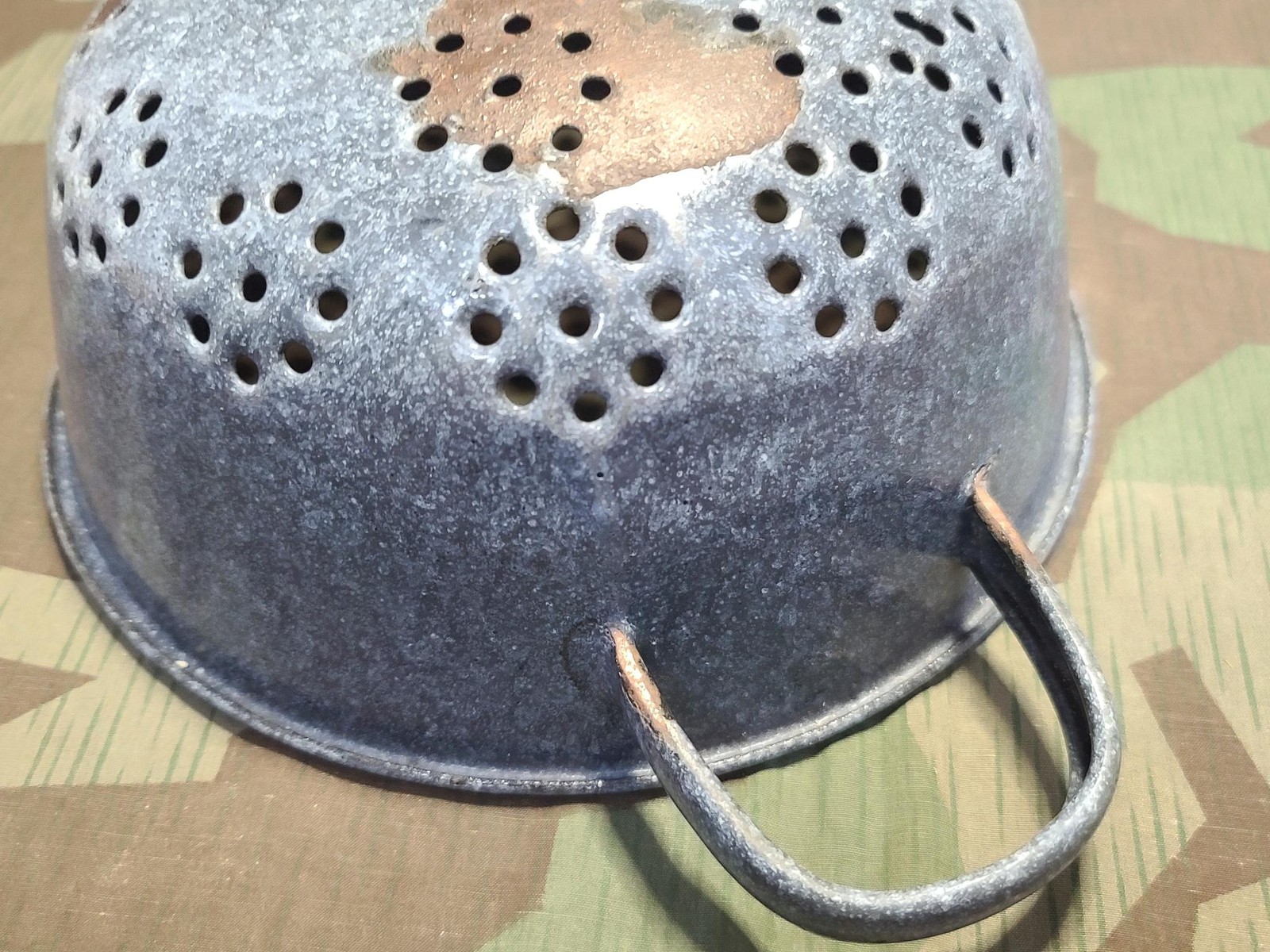 WWII German Helmet Made into a Strainer Stahlhelm Army Wehrmacht Military Pasta