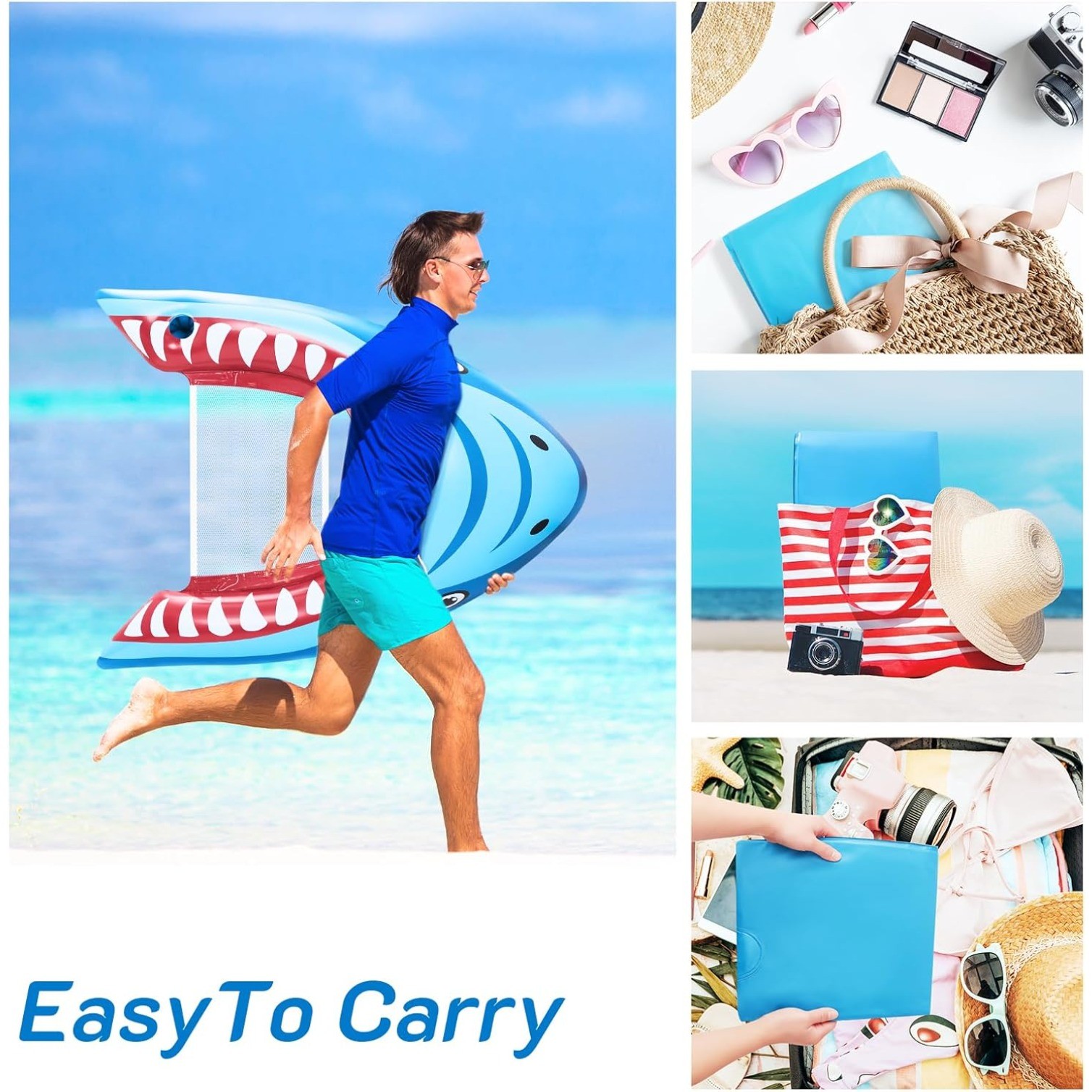 2 Pack Pool Floats Adult Size, Pool Lounger with Cup Holder, Inflatable Floats