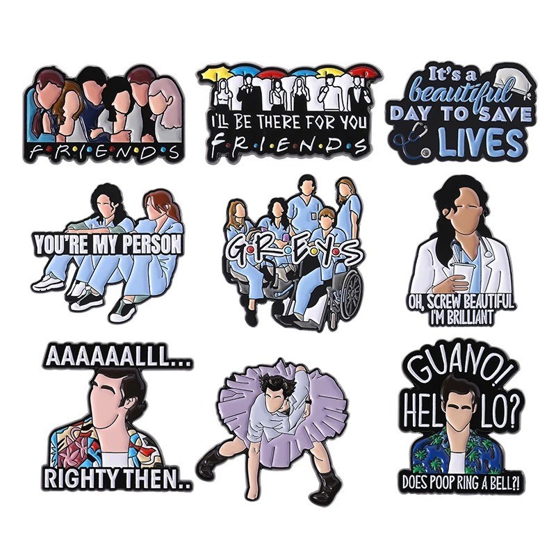 Anime Movie Enamel Pins 6-23pcs Comedy Cartoon Brooch Rabbit Cat Dog