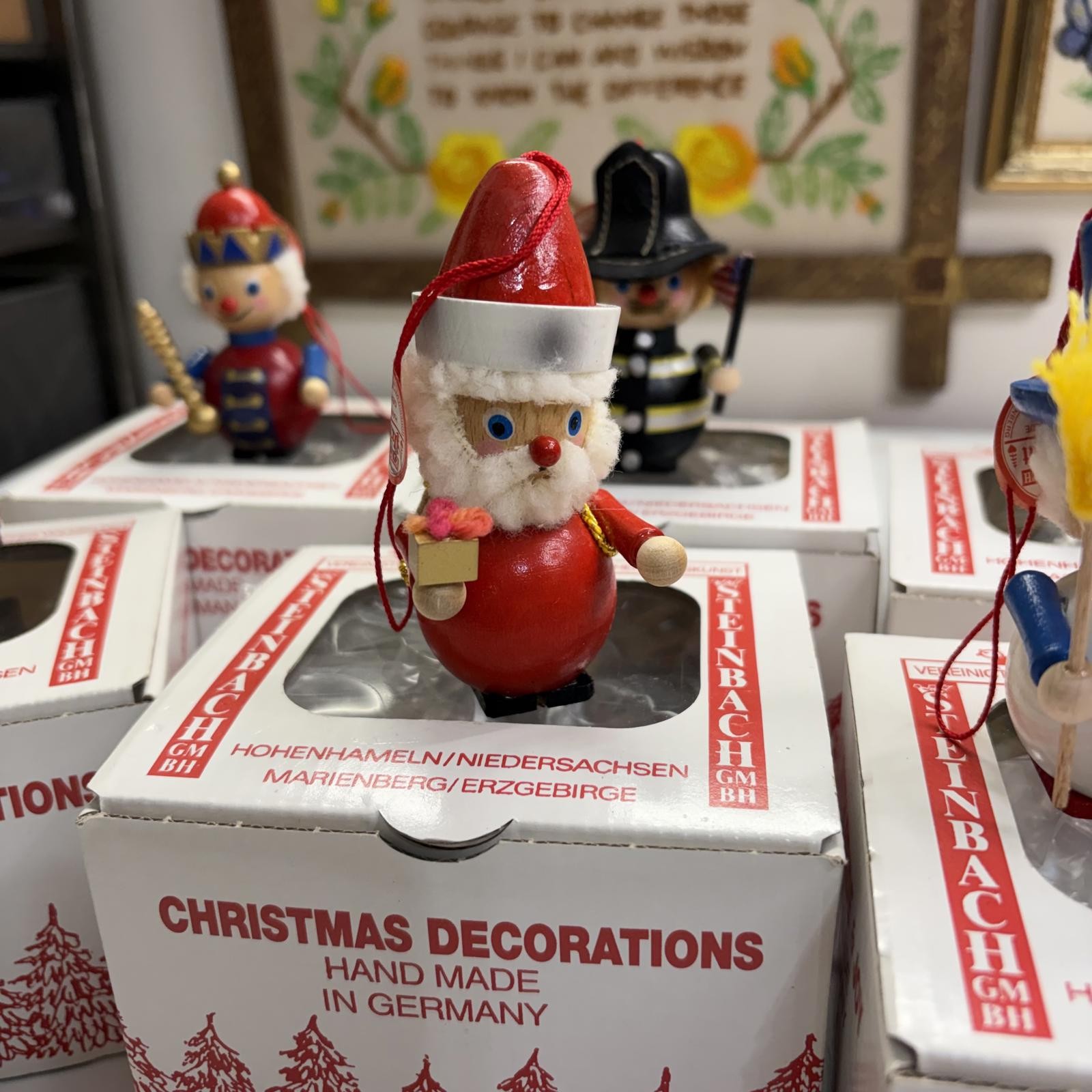 Steinbach Germany Vintage Wooden Ornament Set of 6 Used