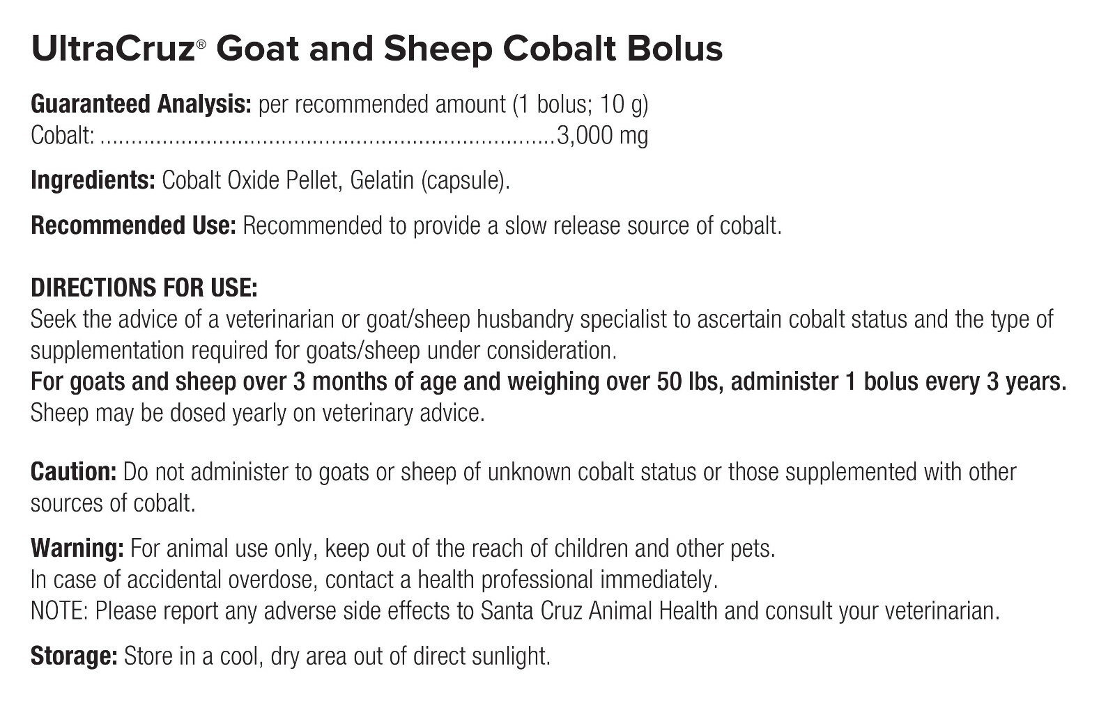 UltraCruz Sheep and Goat Cobalt Bolus Supplement, 25 Count X 10 Grams