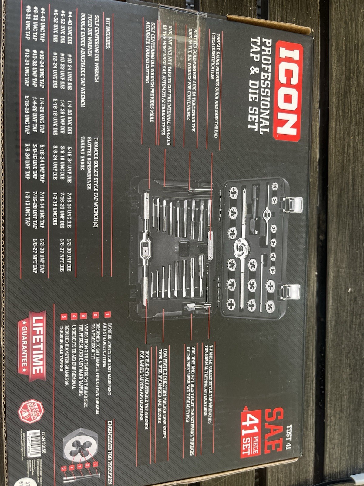 ICON SAE 41 Piece Professional Tap & Die Set 59158. NEW