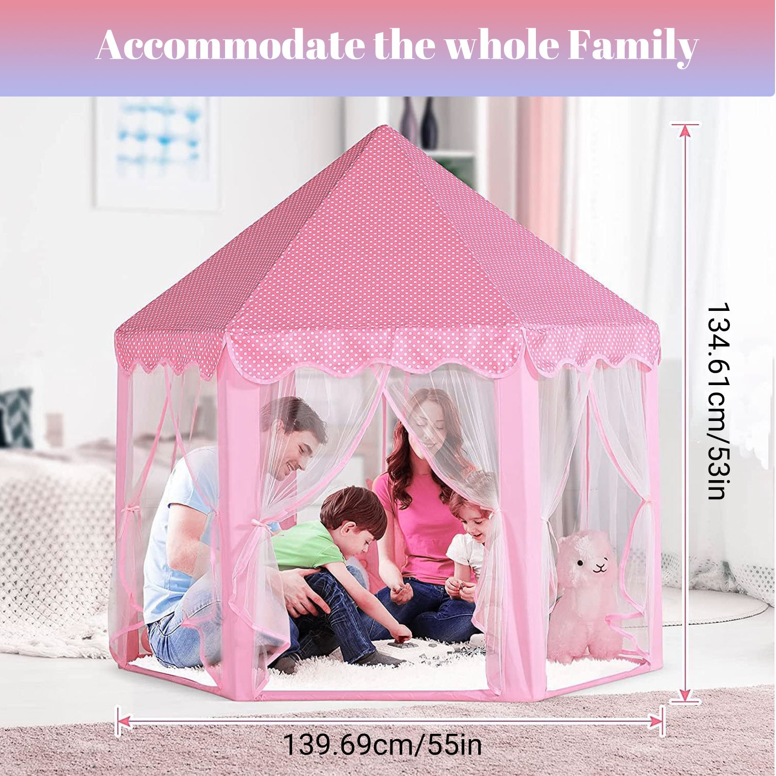 Girls Princess Castle Play Tent Large Indoor Outdoor Kids Playhouse Gift Pink US