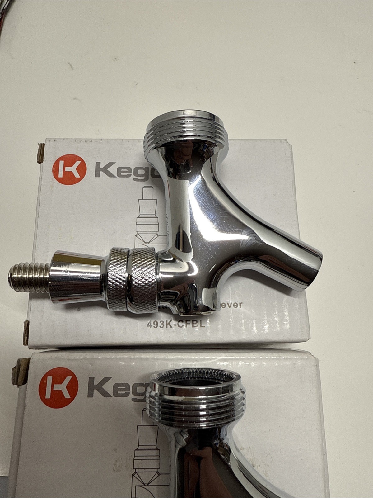 Kegco Chrome Faucet Brass Lever 493K-CFBL For Beverage Dispense System Lot Of 2