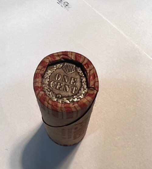 Wheat Penny Rolls and Indian Head Showing On One End