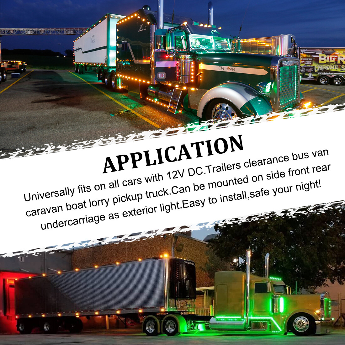 3/4" 12V Marker Lights LED Truck Trailer Round Side Bullet Light Dual Color