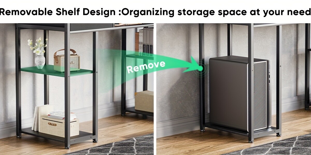 32/48-inch Computer Desk With 2 Fabric Drawers Storage, Keyboard Tray Included