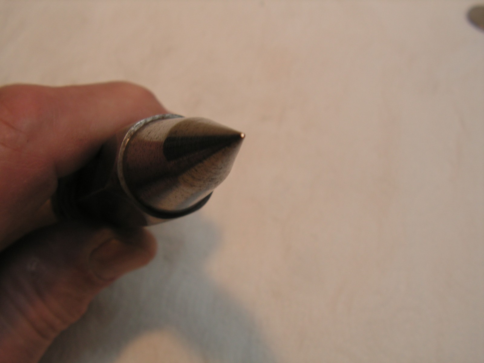 Vintage 12oz Plumb Bob With Nylon Cord 12'+ Hex Body, Nice Sharp Point