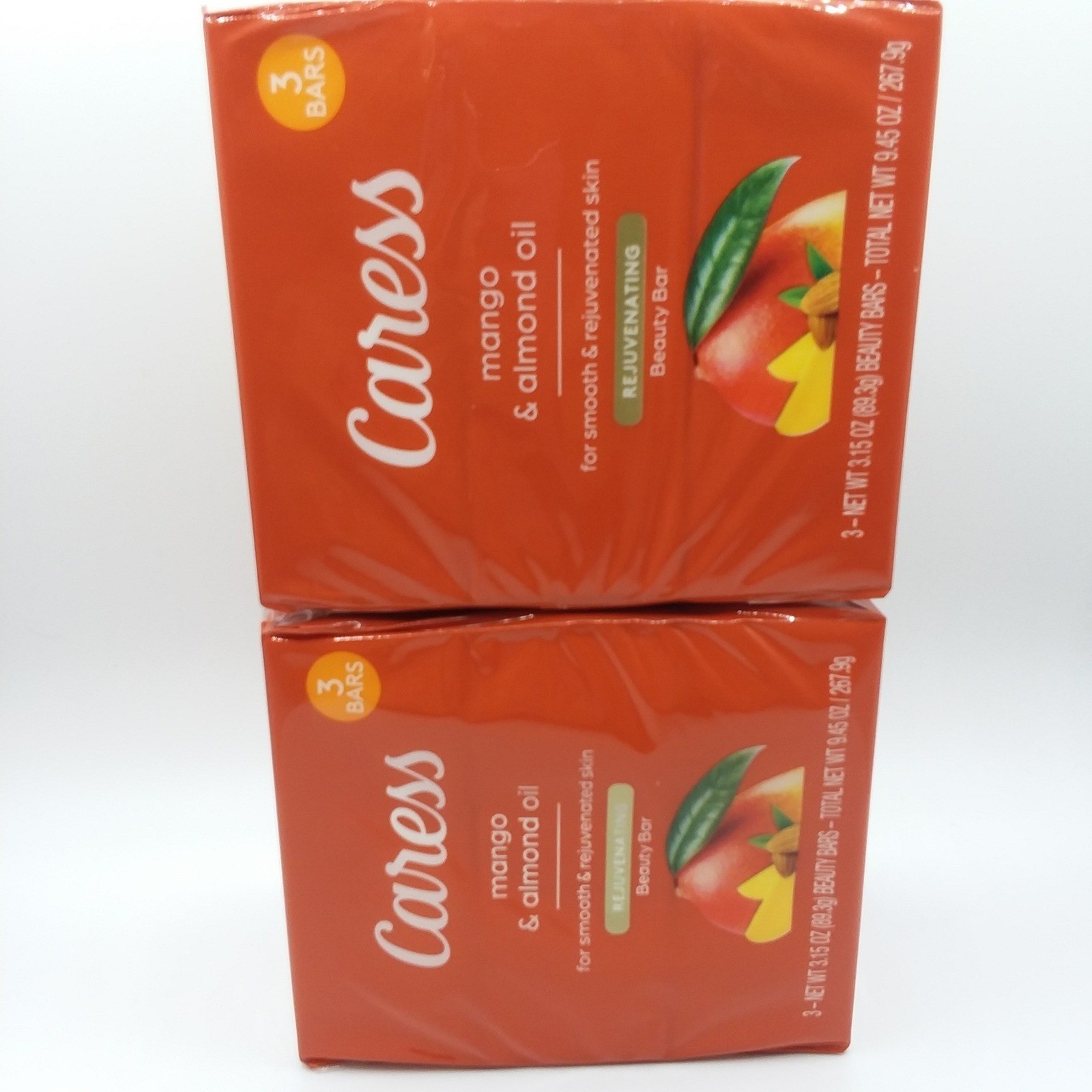 Caress Mango & Almond Oil Rejuvenating Beauty Bar Soap 2 Packs/3 Bars = 6 total