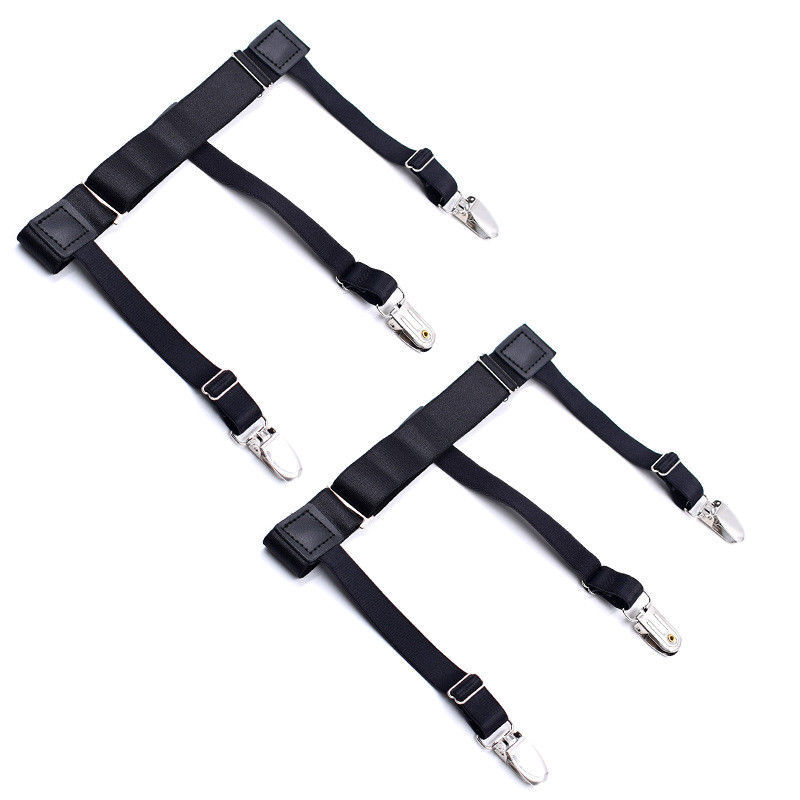 2PCS Men Hidden Shirt Stays Holder Garters Belt Non Slip Elastic Locking Clamps