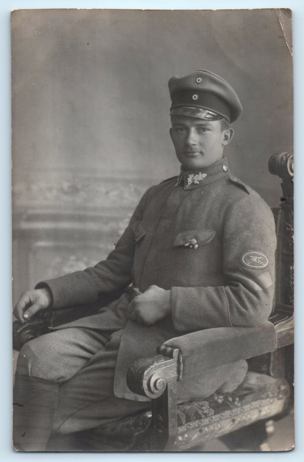 Post WWI German Soldier Machine Gun Badge Friekorps RPPC Real Photo Postcard