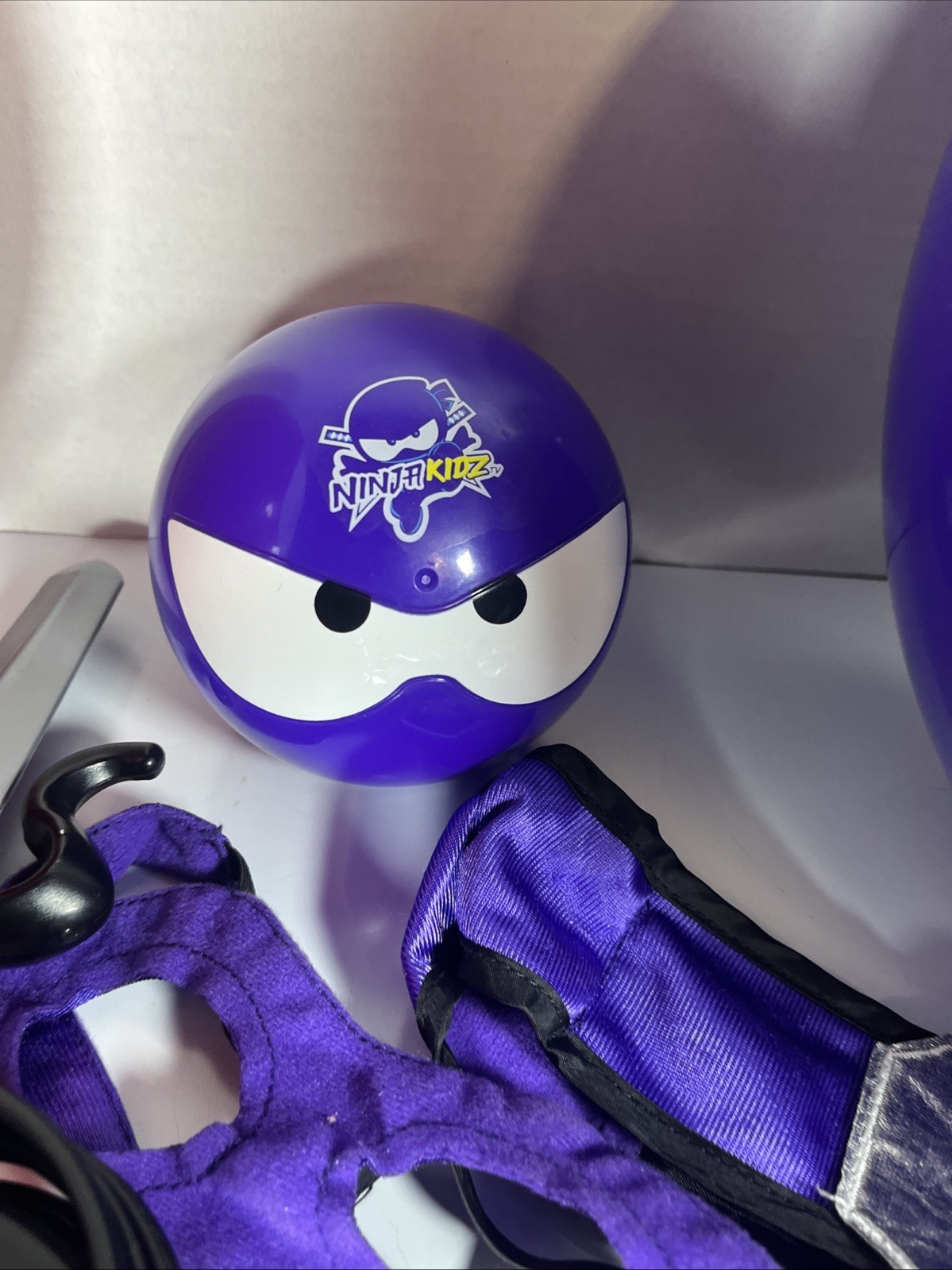 Ninja Kidz Lot Giant Mystery Ball Toy Purple/Red Case Figures Costume Mask Belt