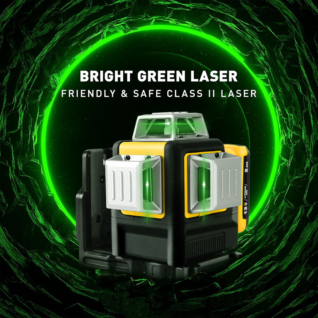 Laser Level for Dewalt 12V 3 Sides*360° Vertical 12 Lines Horizontal Green Light