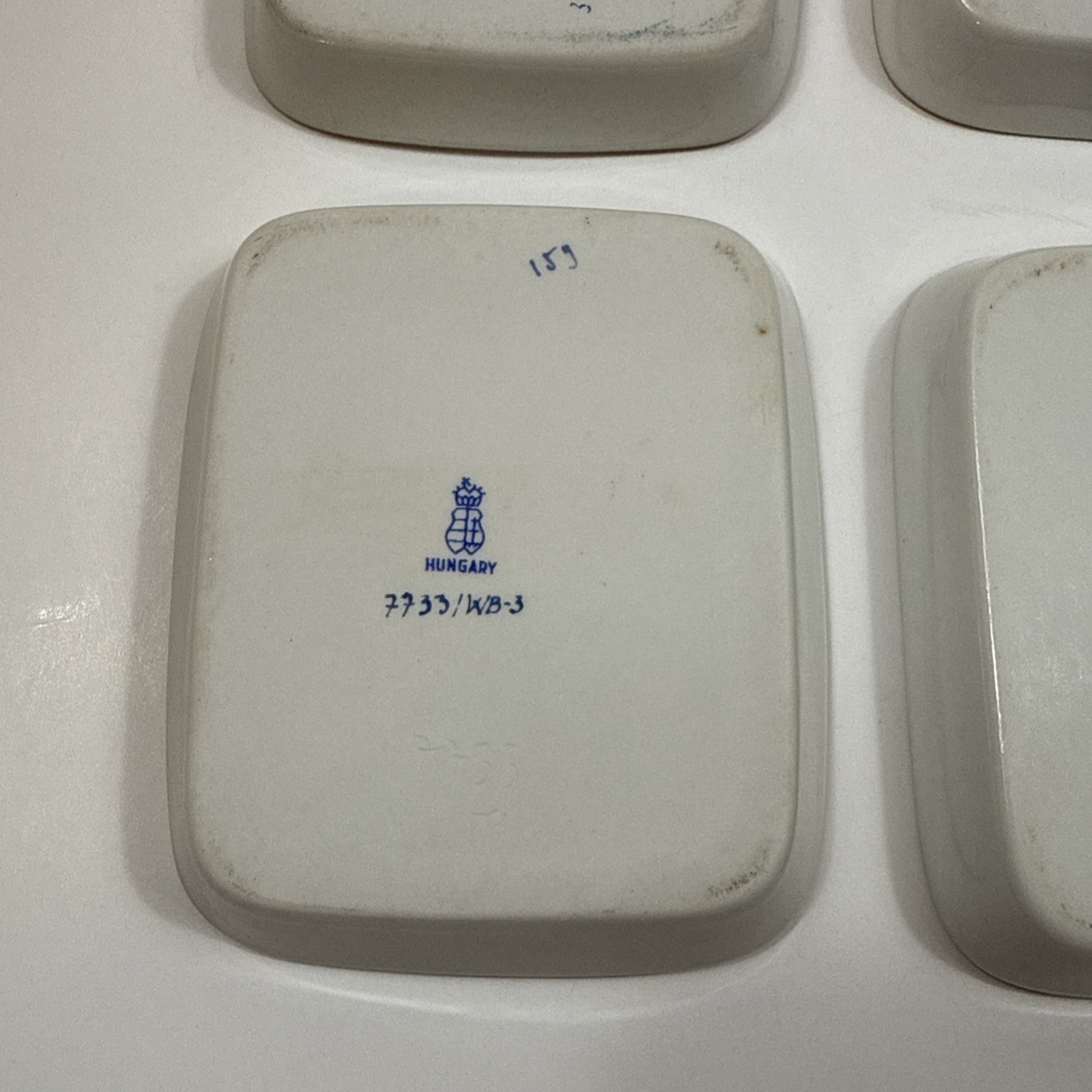 Set of 6 Herend Waldstein Porcelain Miniature Rectangular Pin Trinket Trays