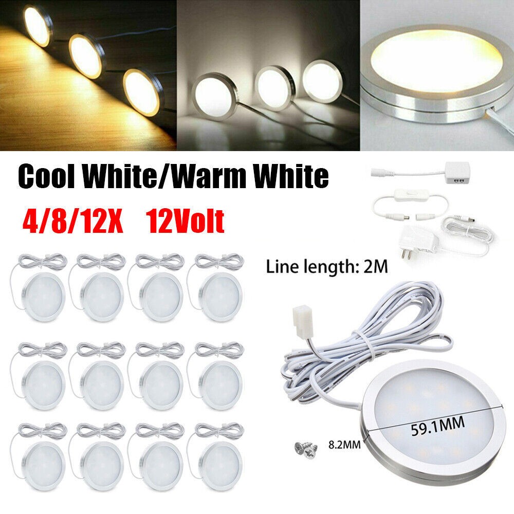 Under Cabinet Lighting LED Kit Kitchen Counter Closet Shelf Puck Light Hardwired