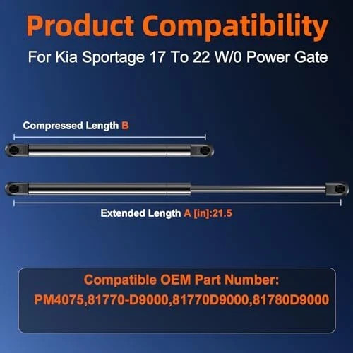 81770-D9000 81780-D9000 Liftgate Rear Hatch Strut Lift Support Compatible with