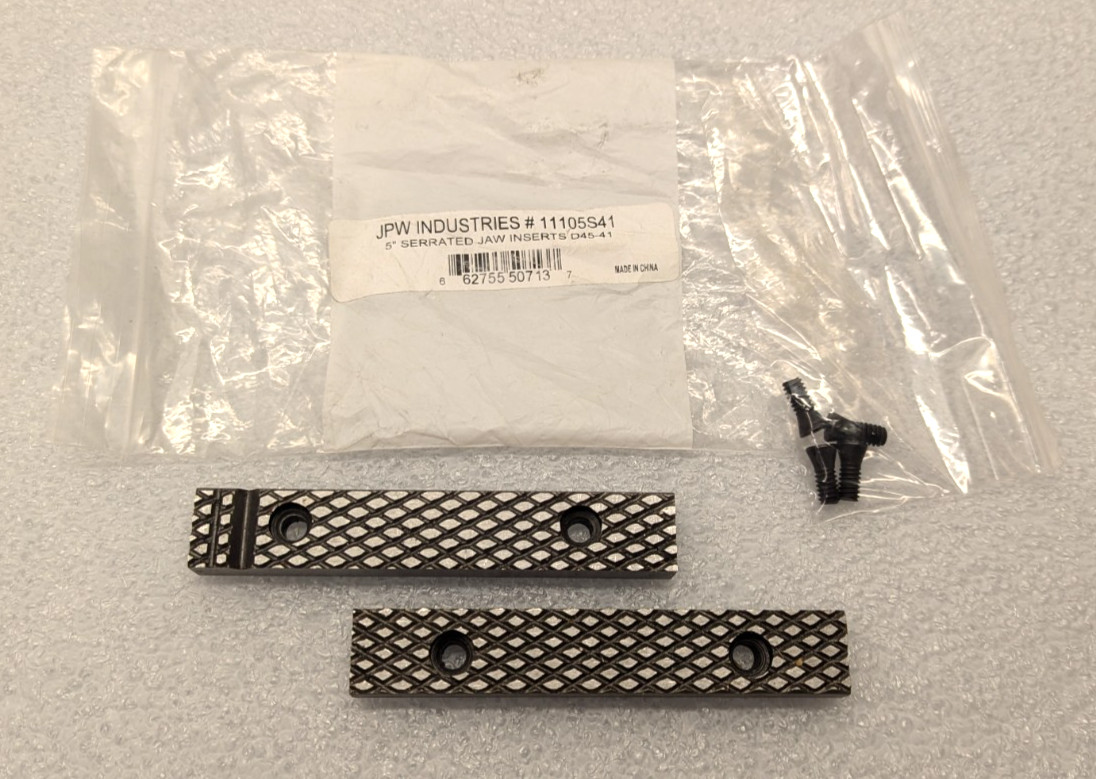 JET 5" Bench Vise Jaw Inserts D45-41 Serrated Replacement Set 11105S41 Screws