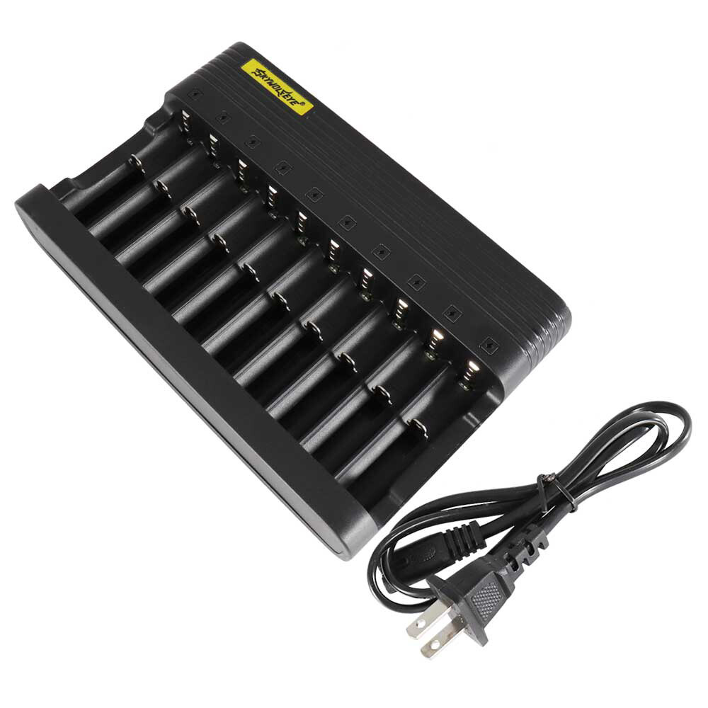 SkyWolfEye 10 Slot Battery Wire Charger 3.7V Li-Ion For 26650 18650 16340 14500