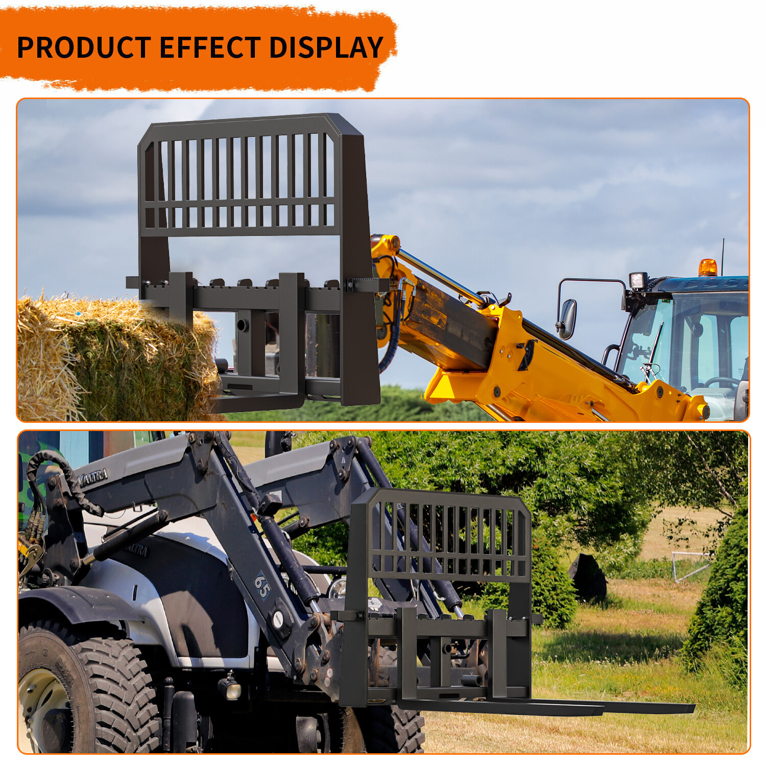 Skid Steer Tractor Attachment: 45" Frame W/ 48" Blades Pallet Fork 4000LBS Heavy