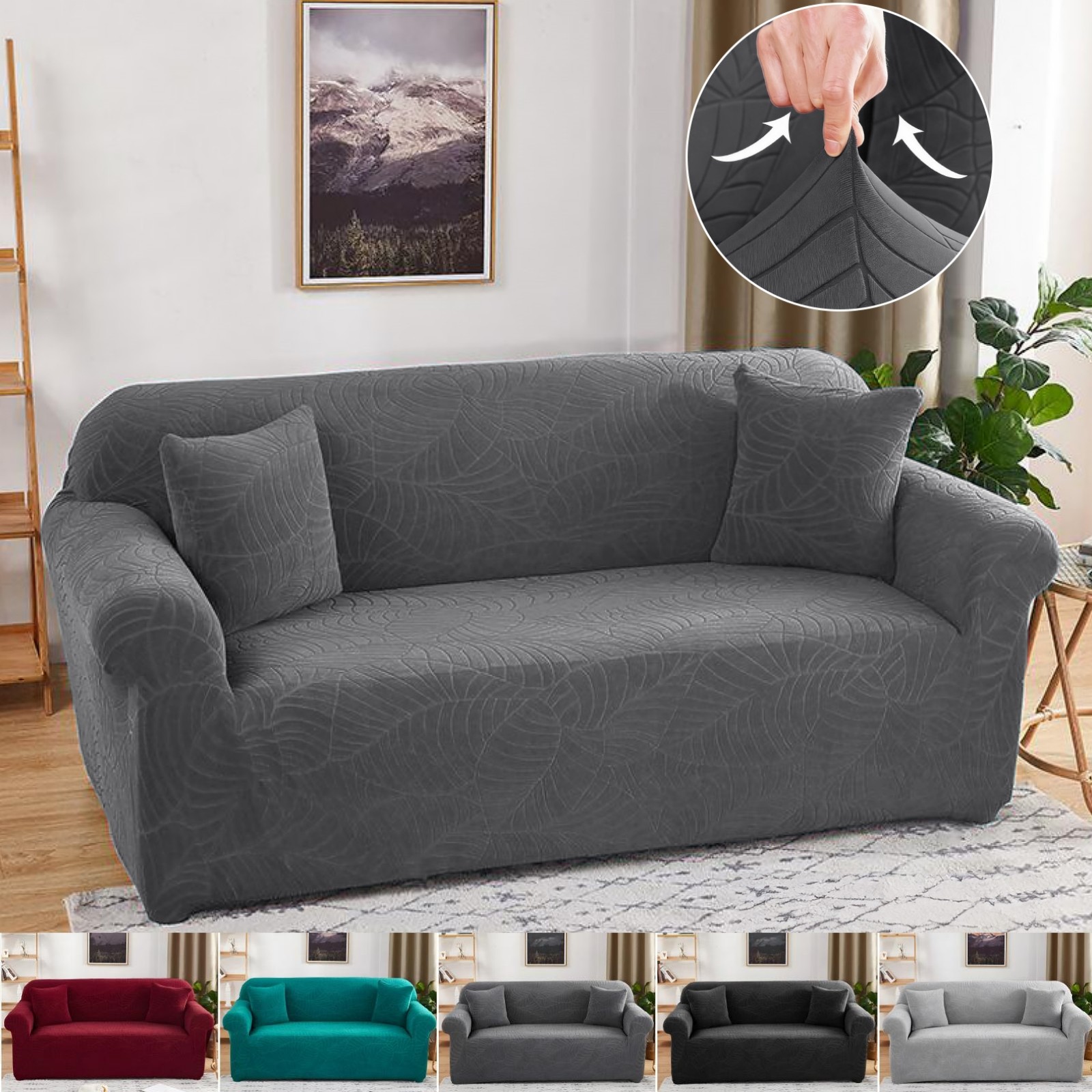 1/2/3/4 Seater Jacquard Sofa Slipcover Elastic Couch Covers Dustproof Protector