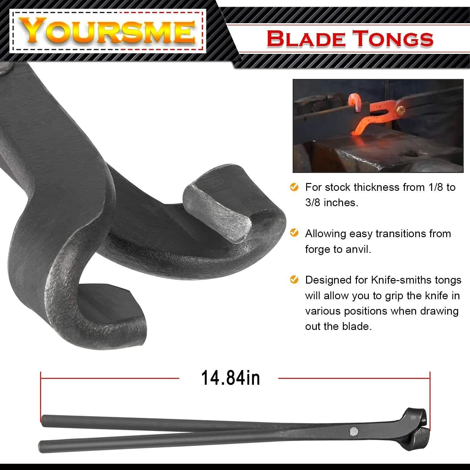 Knife Making Tongs Set Tools Blacksmith Bladesmith Tongs Vise Anvil Forge 3 PCS