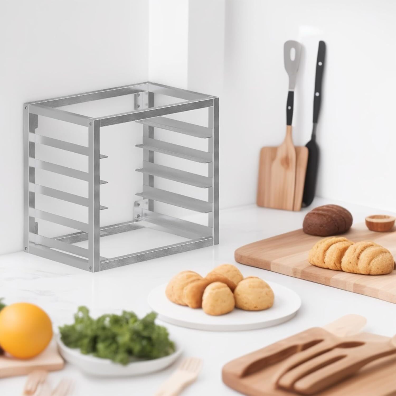 NSF Aluminum Wall Mounted Sheet Bun Pan Rack Holds 5 Half Size Sheet Pans