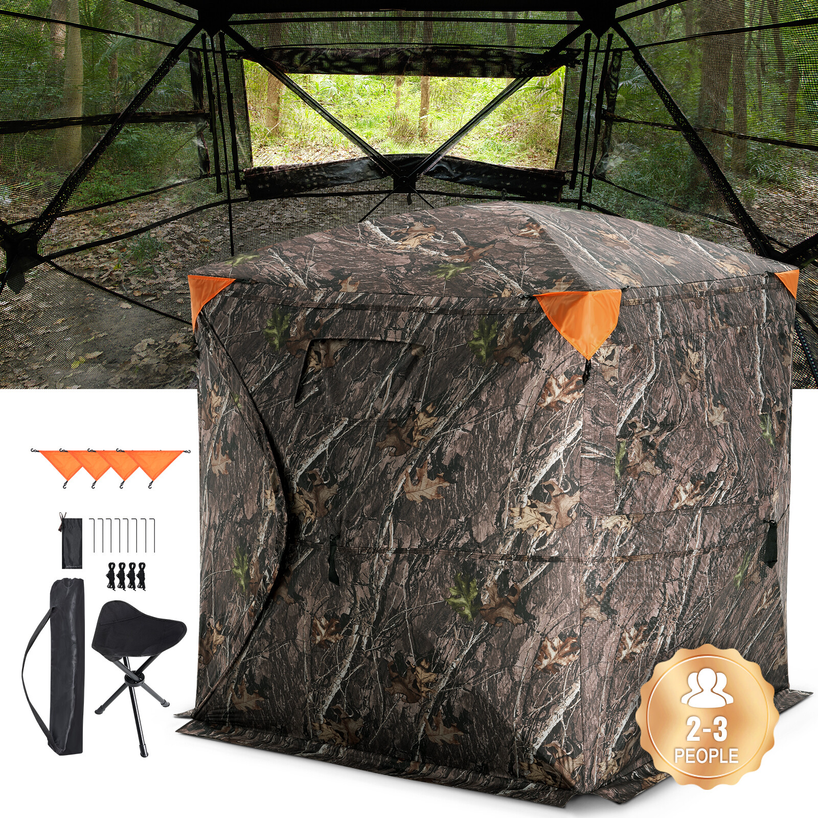 VEVOR 270° See Through Ground Hunting Blind, 2-3 Person