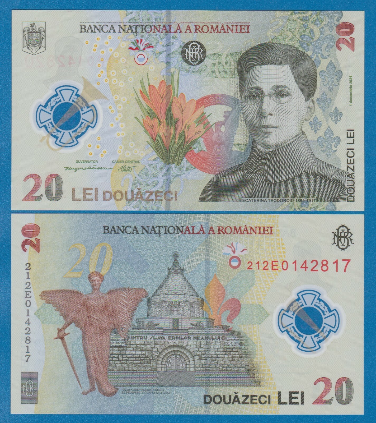 Romania 20 Lei P 119Aa 2021 UNC Polymer note ( P 119 A a )