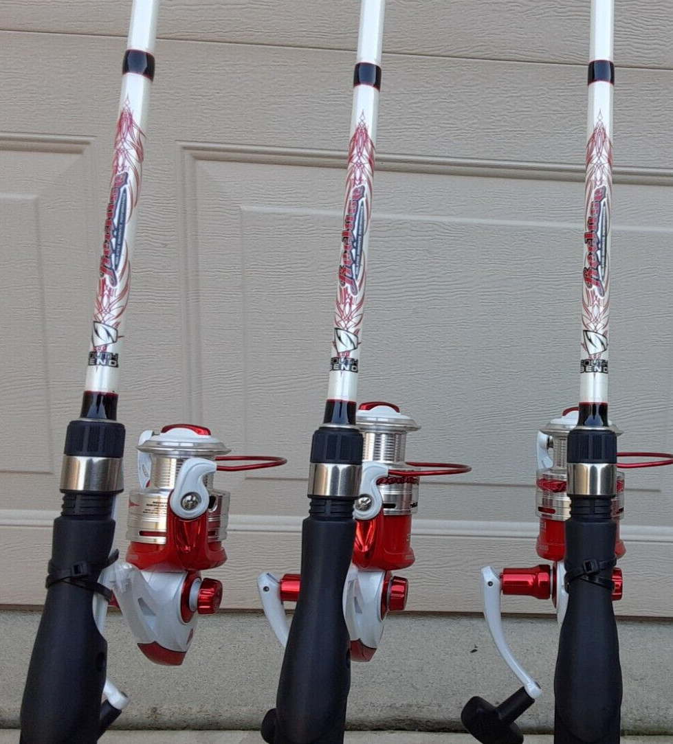 lot of 3 South Bend Recluse Spinning rod reel Combo  6'6"  ft foot  Medium heavy