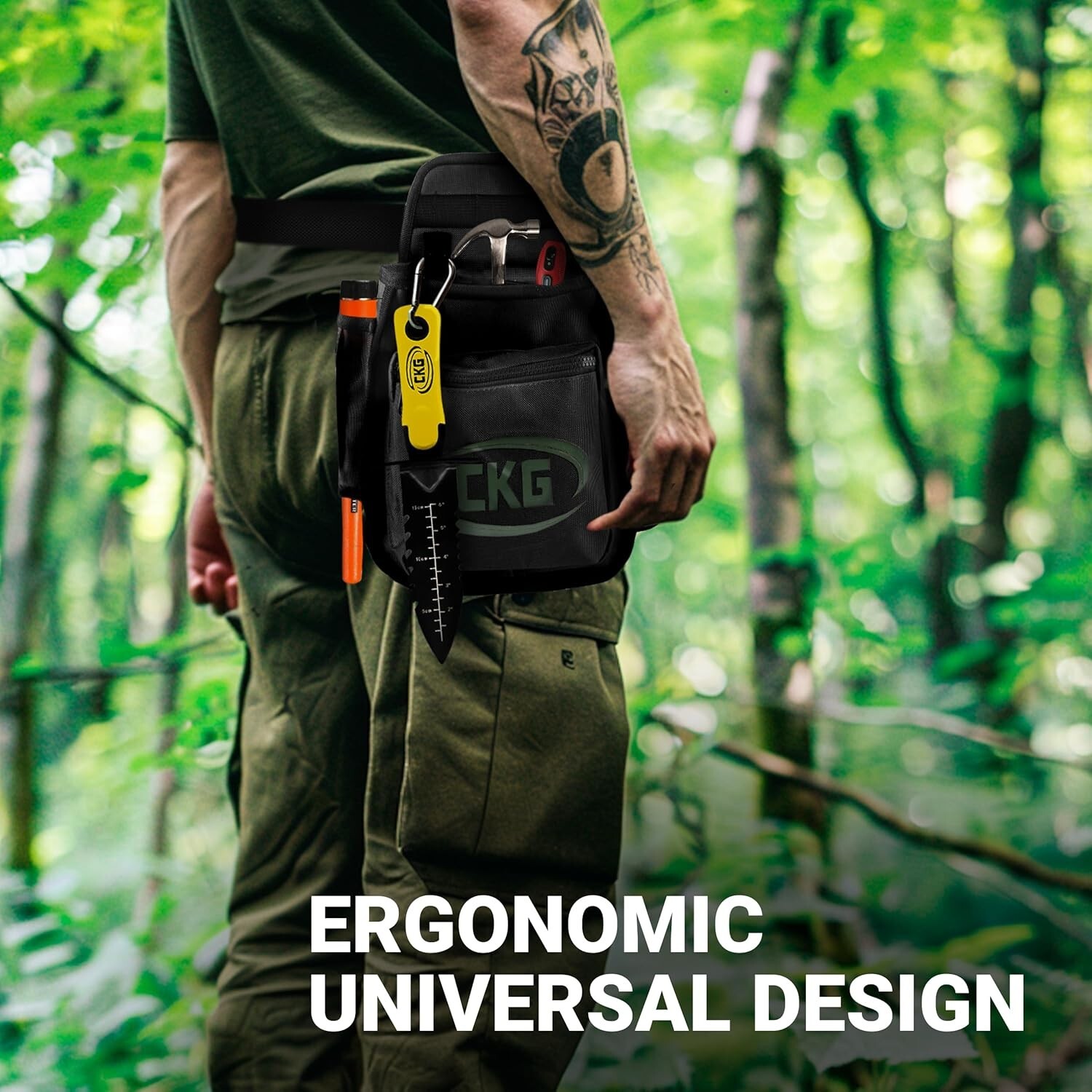 CKG Metal Detecting Finds Bag Waist Digger Tools Bag for Pinpointer, Black