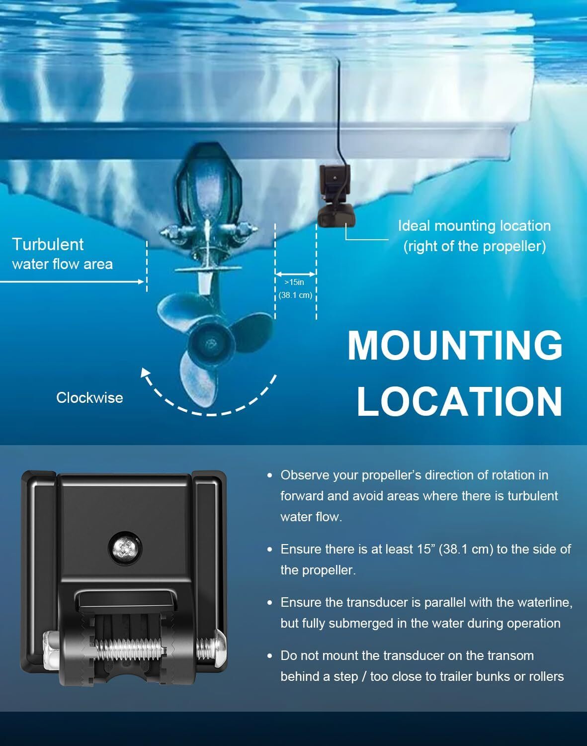 For Humminbird 740093-1 Transducer Mount MHX XNT Hardware Transom Mount Bracket-