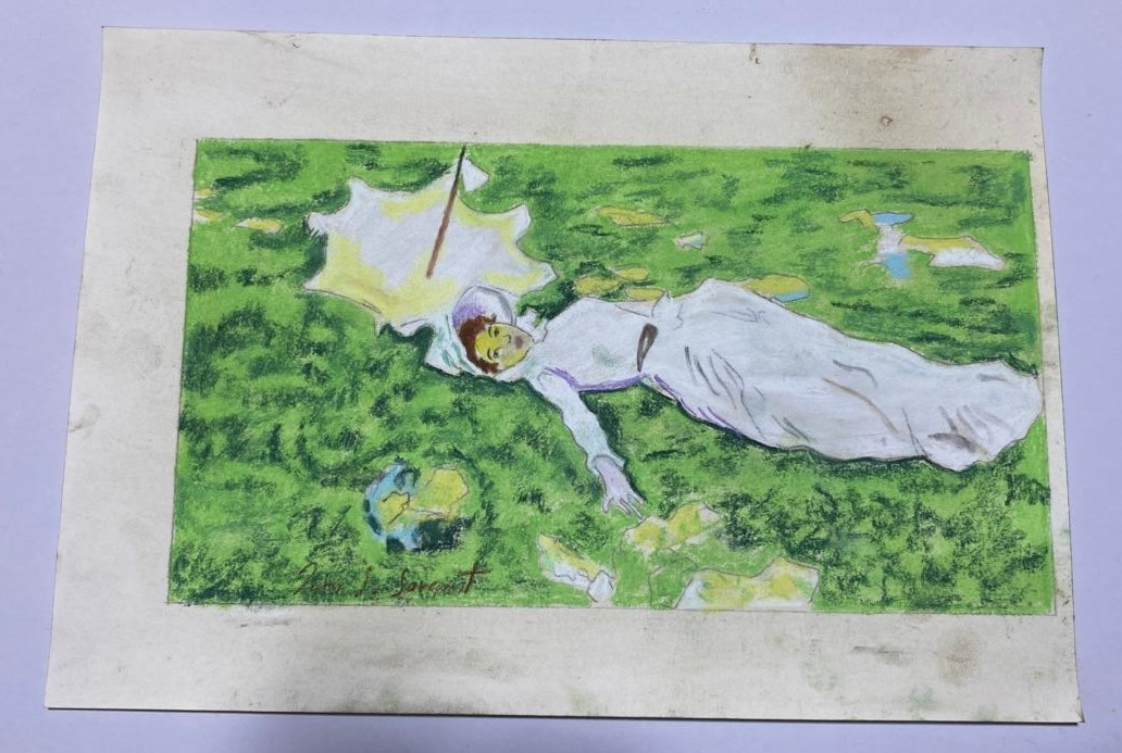 JOHN SINGER SARGENT Drawing on paper (Handmade) signed and stamped mixed media.