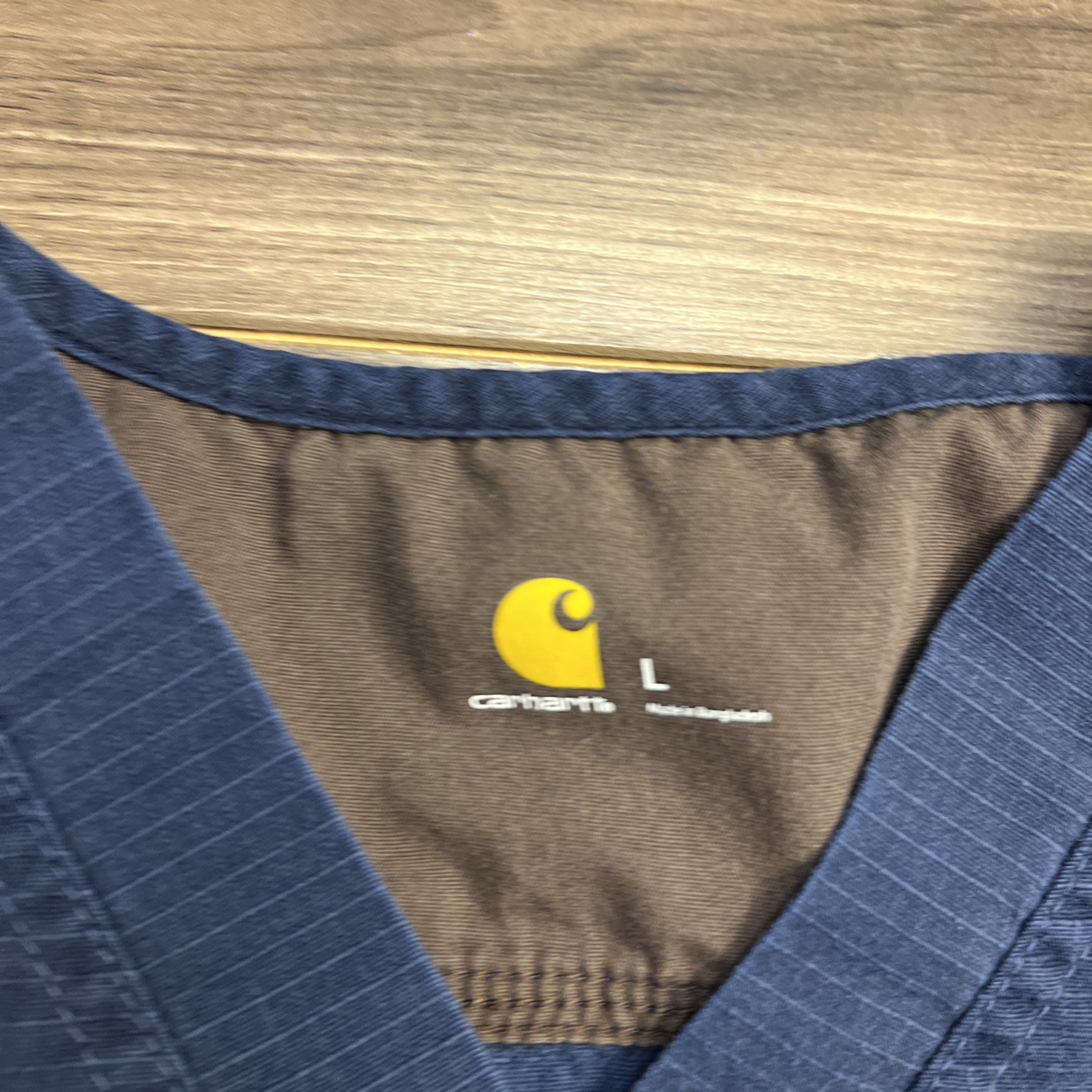 Carhartt Shirt Mens Large Blue Ripstop V-Neck Pockets Medical Uniform Scrub