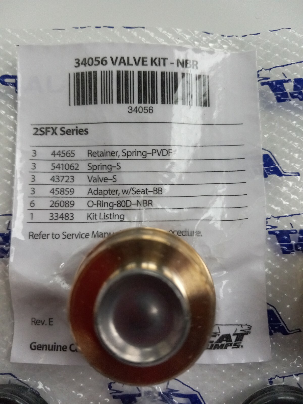 34056 DISCHARGE VALVE KIT 2SFX20ES, 2SFX30ES,2SFX30GS CAT PUMP PRESSURE WASHER