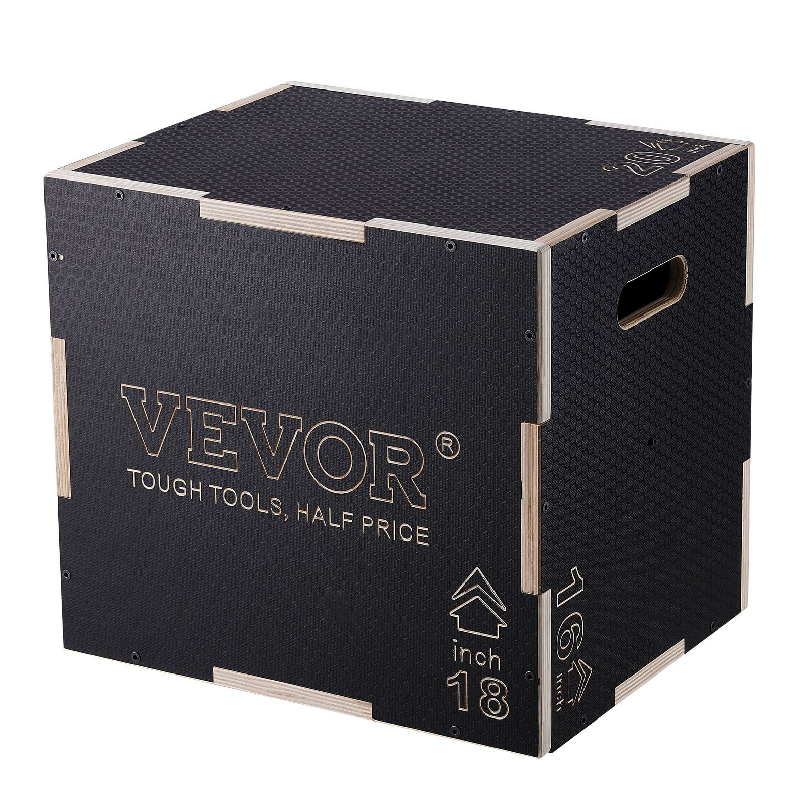 VEVOR 20/18/16 Inch 3 in 1 Plyometric Jump Box Fitness Exercise Plyo Box Wooden