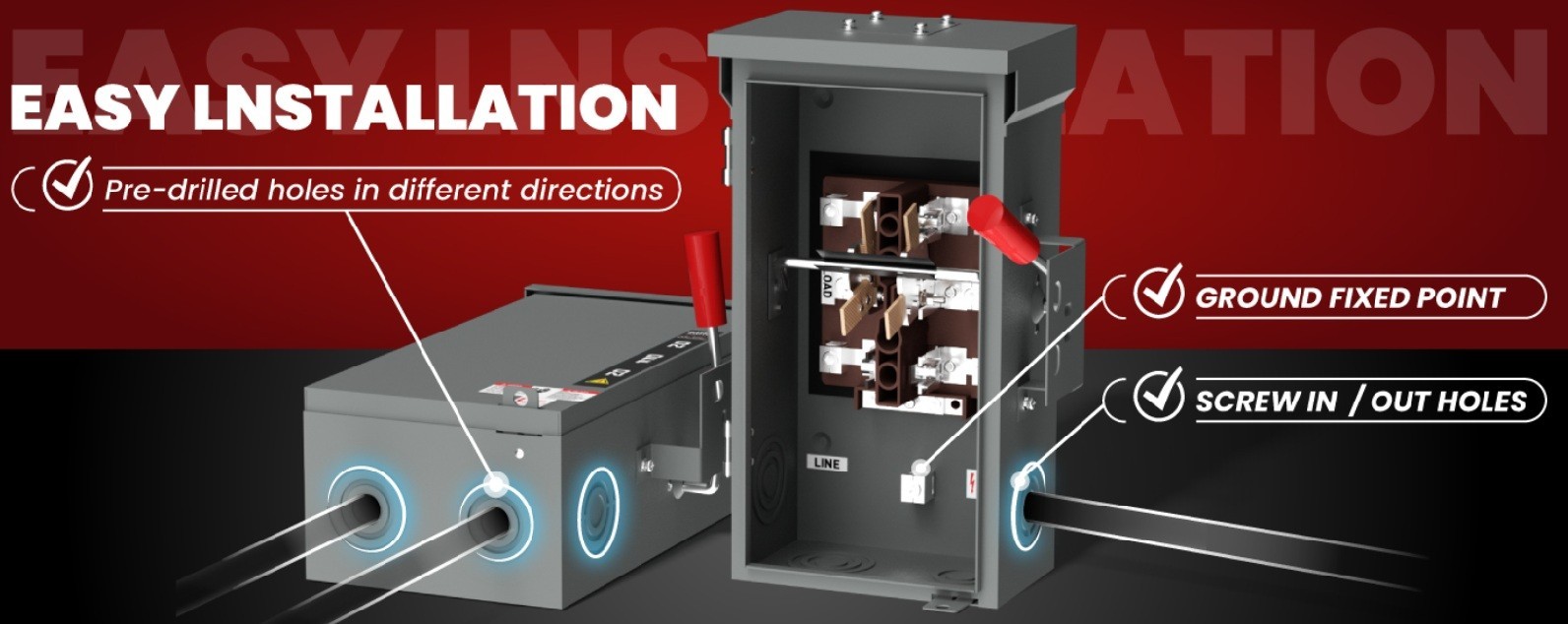 200 Amp Manual Generator Transfer Switch Heavy Duty 48000W General Double Throw