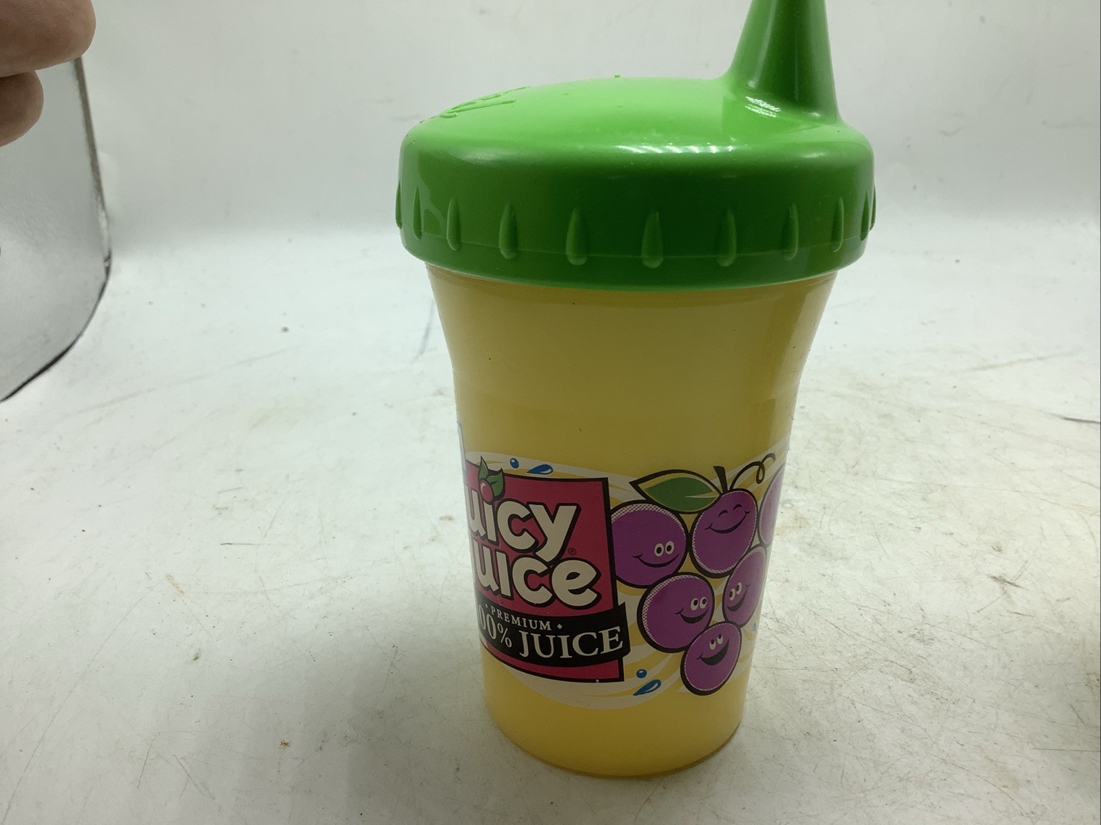 2 Vintage Playtex Juicy Juice Advertisement Plastic Sippy Cup with Valve RARE