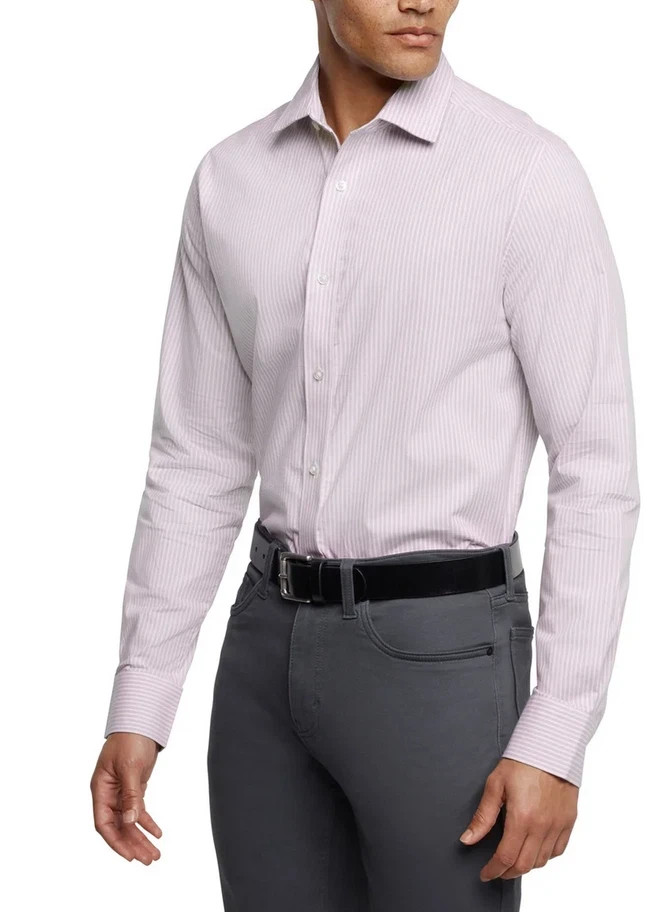 Banana Republic Men's Slim Fit Stretch Poplin Shirt Pink Size L