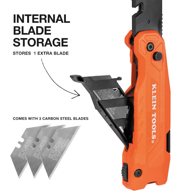 Klein Tools 44306 FLICKBLADE 2-in-1 Utility Knife & Scraper with Blade Storage