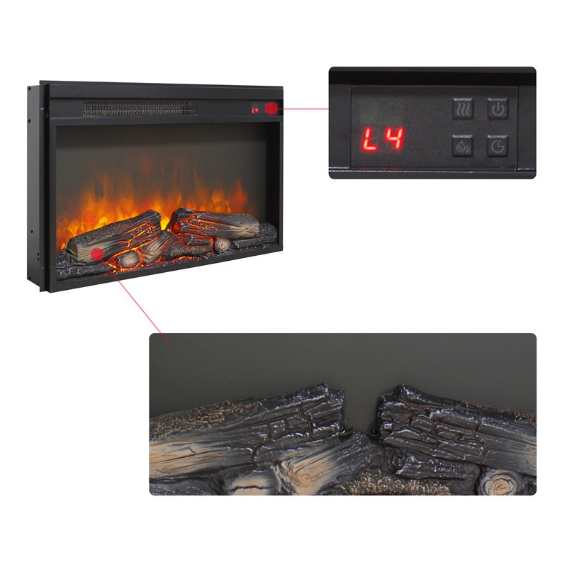 26 inch Electric Fireplace Insert,Ultra Thin Heater w/Log Set & Realistic Flame