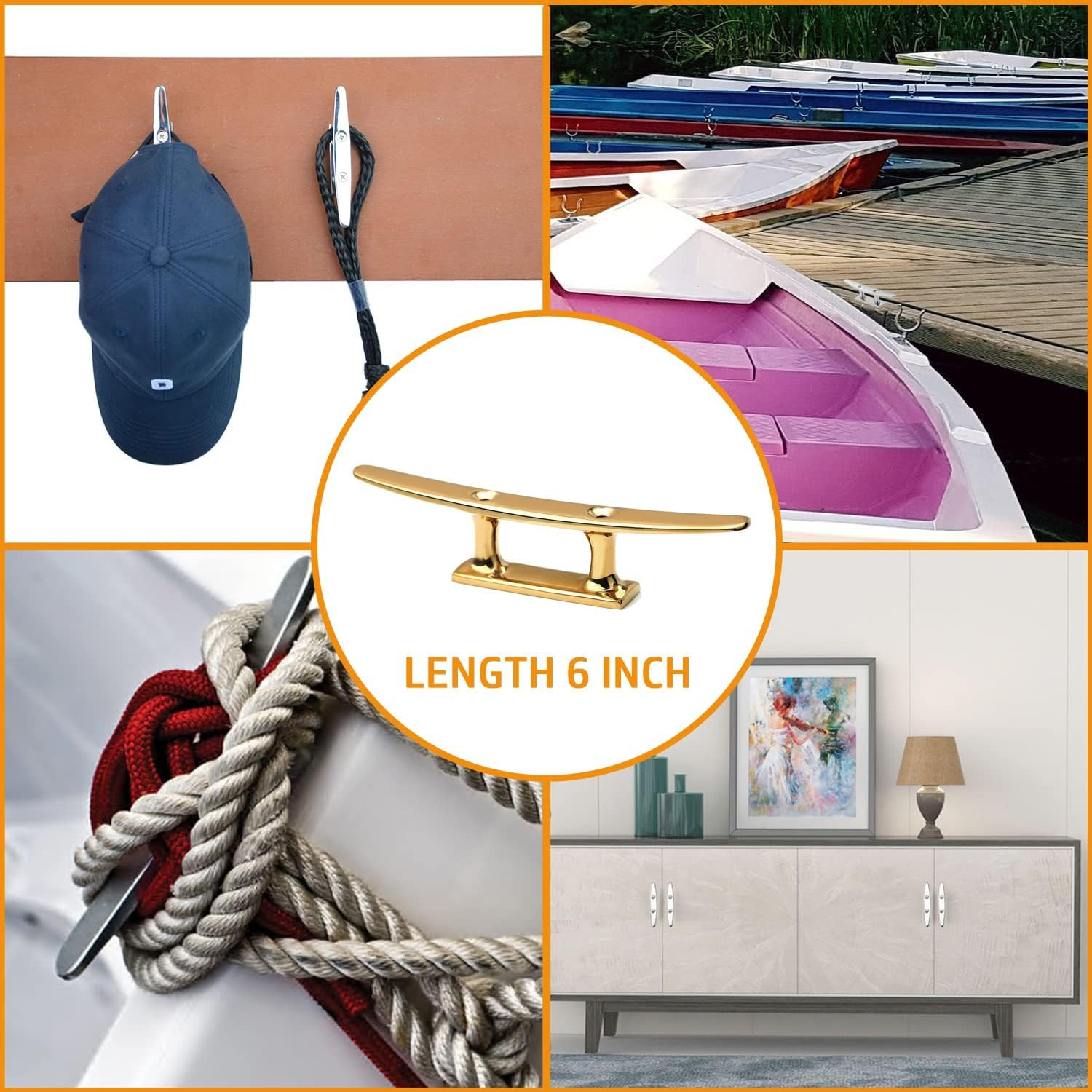 Brass Boat Cleats 6 Inch Brass Color Boat Cleat 316 Stainless Steel Boat Open Ba