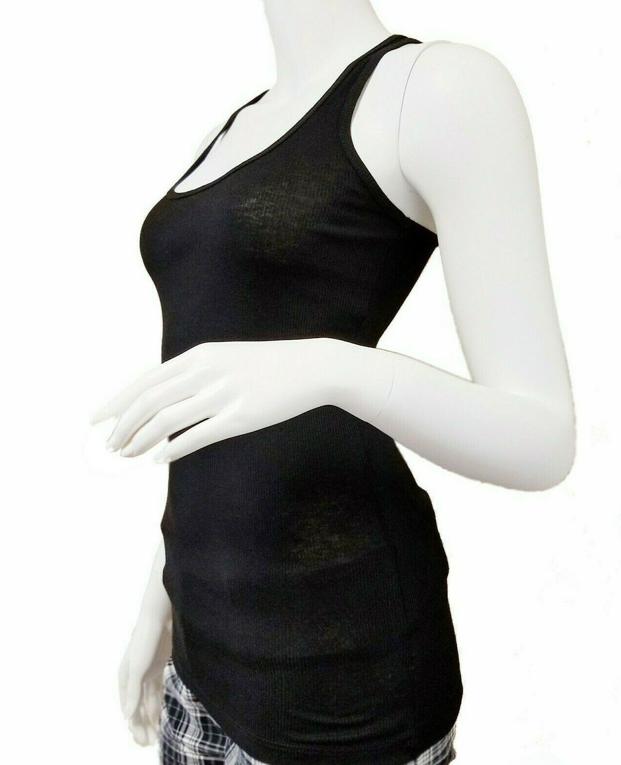 (Ambiance) Ribbed Racer Back Tank Top Long Basic Muscle Shirt Junior & Plus Size