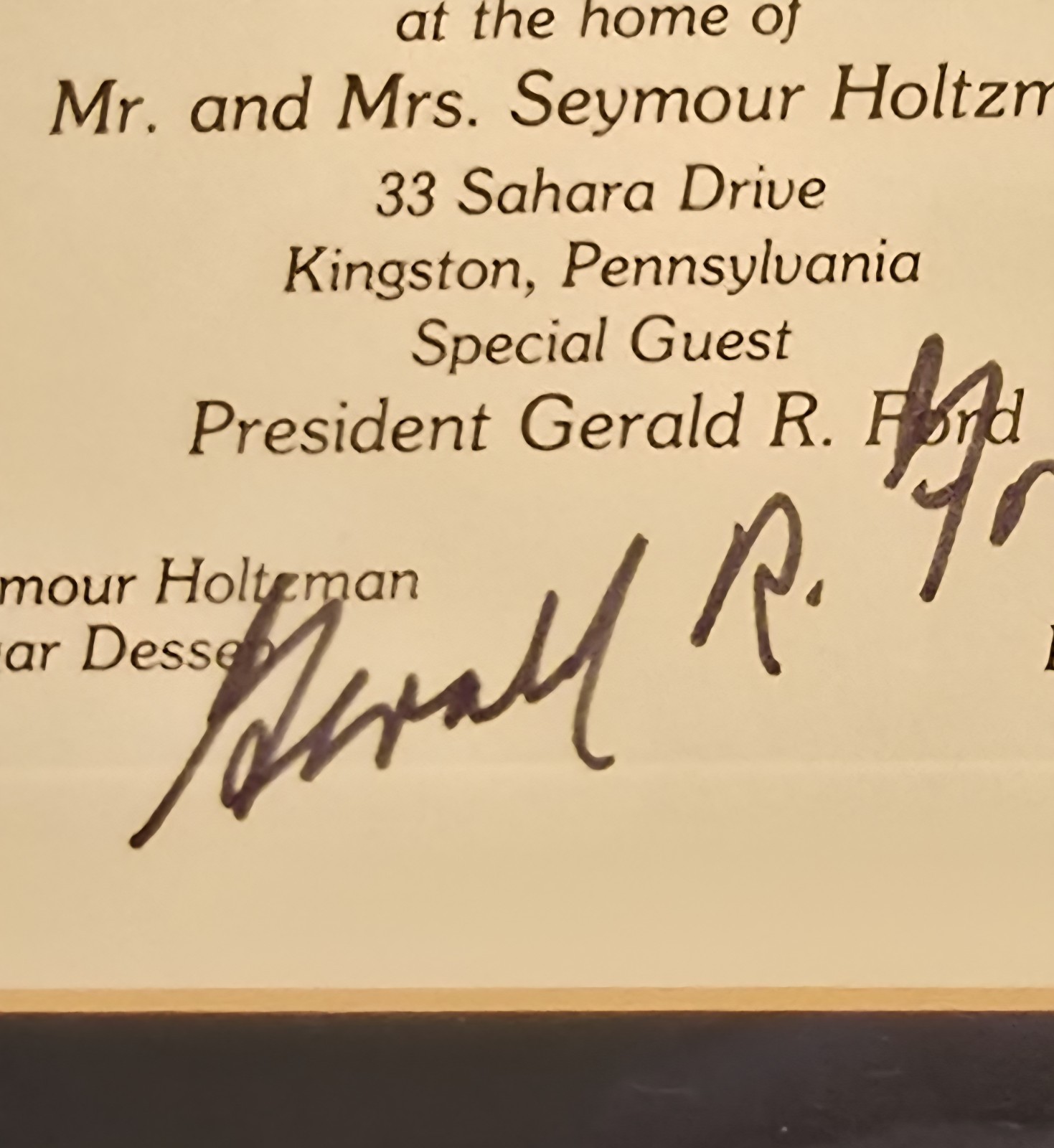 Vintage Gerald Ford Dual Signed Photograph & Ticket Congressional Reception PA