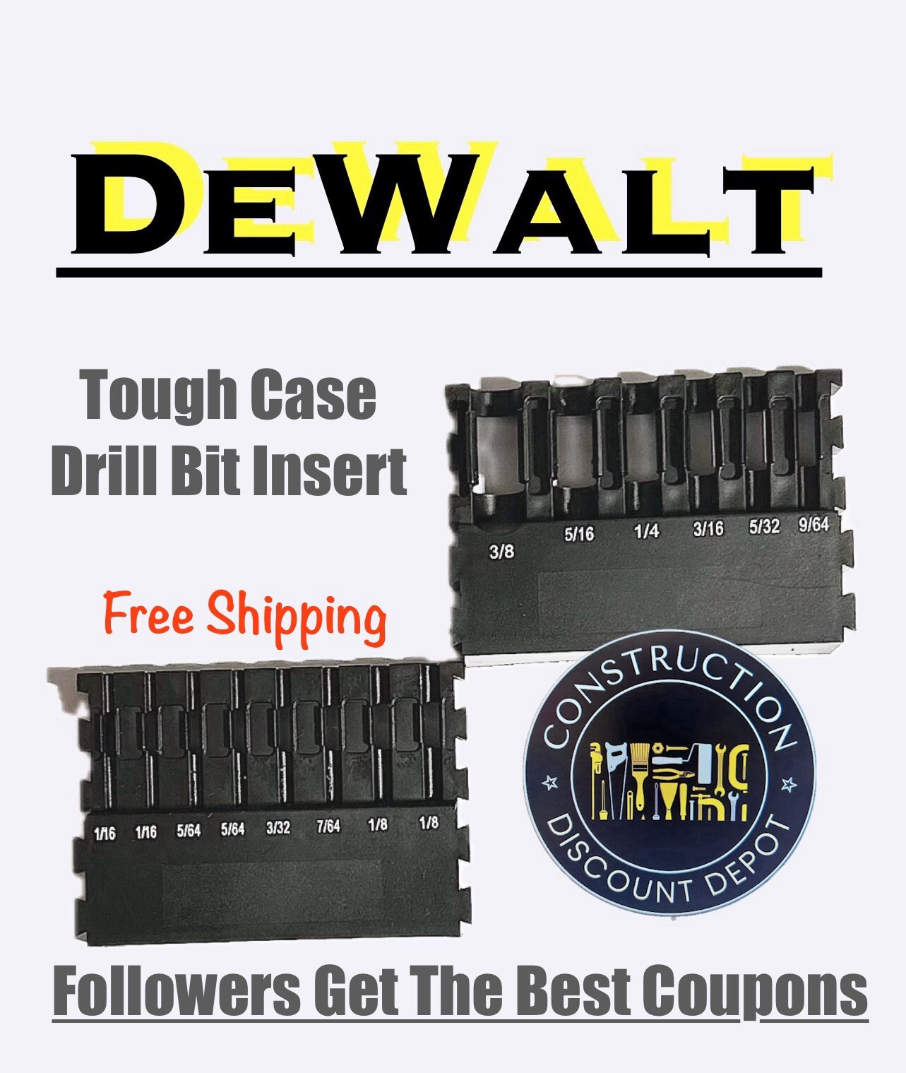 DeWalt Tough Case Insert Drill Bit Holder Racks Bit storage holder  HOLDS 14