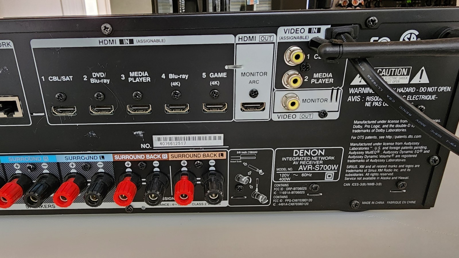 Denon AVR-S700W 7.2 Channel Multimedia Network AV Receiver Remote Bundle, Tested